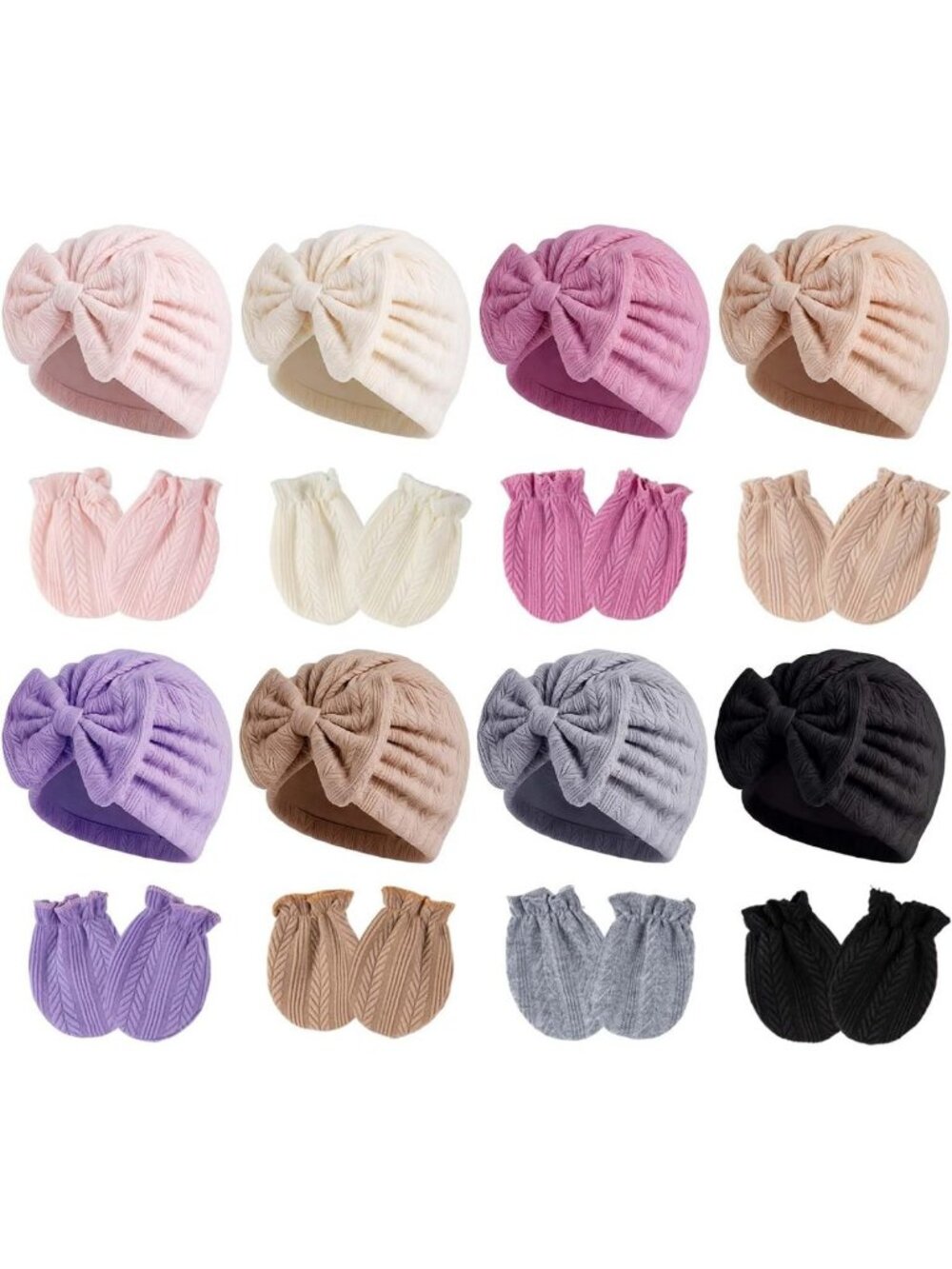 Adorable Newborn Baby Girl Cotton Hat & Mittens Set | 0-6 Months Infant